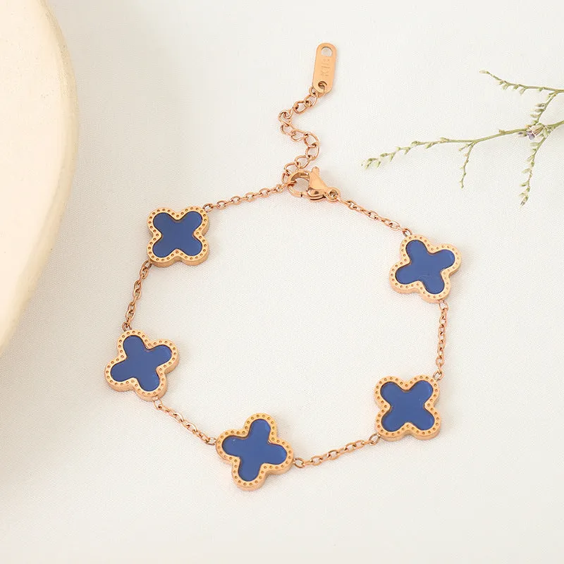 Cross-border New Arrival Four-leaf Clover Bracelet Women's South Korea Fritillaria Good Luck Four-leaf Clover All-match Bracelet