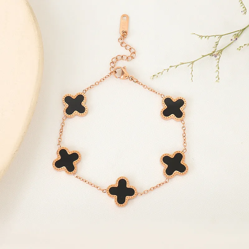 Cross-border New Arrival Four-leaf Clover Bracelet Women's South Korea Fritillaria Good Luck Four-leaf Clover All-match Bracelet