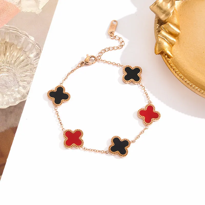 Cross-border New Arrival Four-leaf Clover Bracelet Women's South Korea Fritillaria Good Luck Four-leaf Clover All-match Bracelet