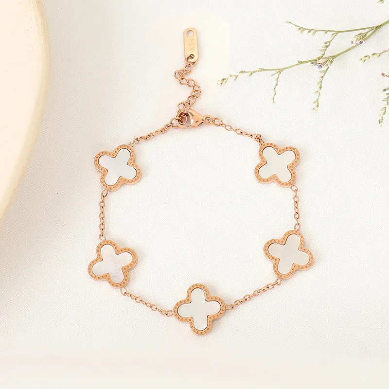 Cross-border New Arrival Four-leaf Clover Bracelet Women's South Korea Fritillaria Good Luck Four-leaf Clover All-match Bracelet