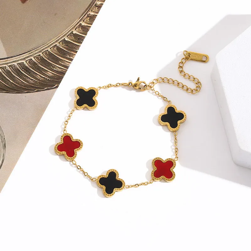 Cross-border New Arrival Four-leaf Clover Bracelet Women's South Korea Fritillaria Good Luck Four-leaf Clover All-match Bracelet