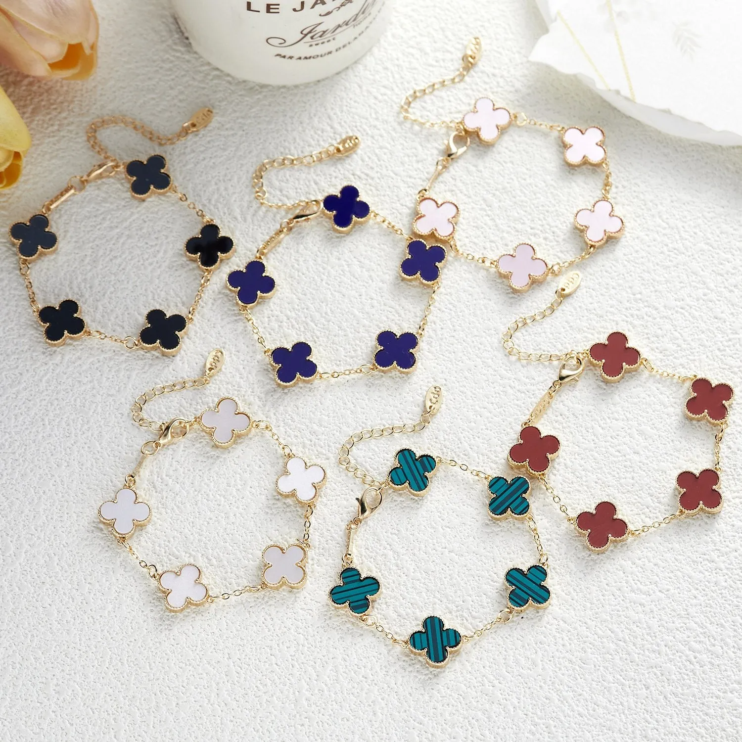 Cross-border New Arrival Four-leaf Clover Bracelet Women's South Korea Fritillaria Good Luck Four-leaf Clover All-match Bracelet