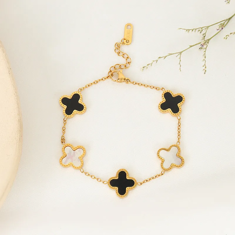 Cross-border New Arrival Four-leaf Clover Bracelet Women's South Korea Fritillaria Good Luck Four-leaf Clover All-match Bracelet