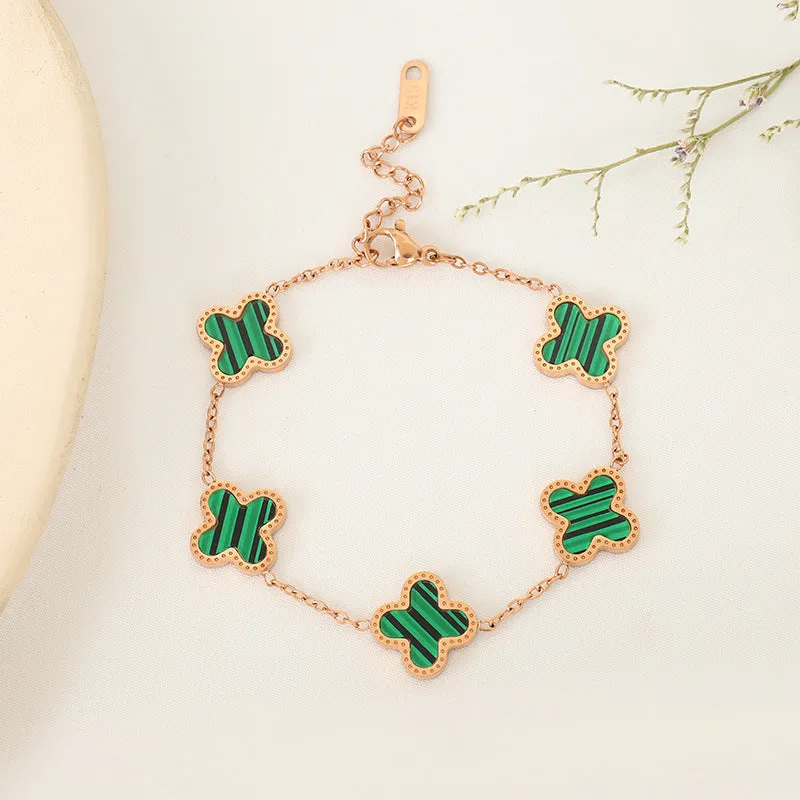 Cross-border New Arrival Four-leaf Clover Bracelet Women's South Korea Fritillaria Good Luck Four-leaf Clover All-match Bracelet