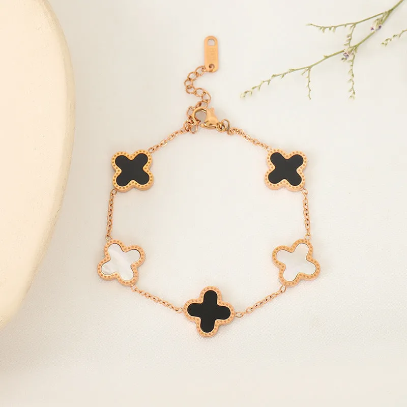 Cross-border New Arrival Four-leaf Clover Bracelet Women's South Korea Fritillaria Good Luck Four-leaf Clover All-match Bracelet
