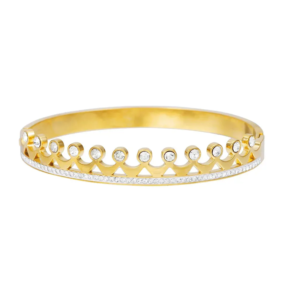 Crown Stainless Steel 18K Gold Plated Rose Gold Plated Simple Style Bangle