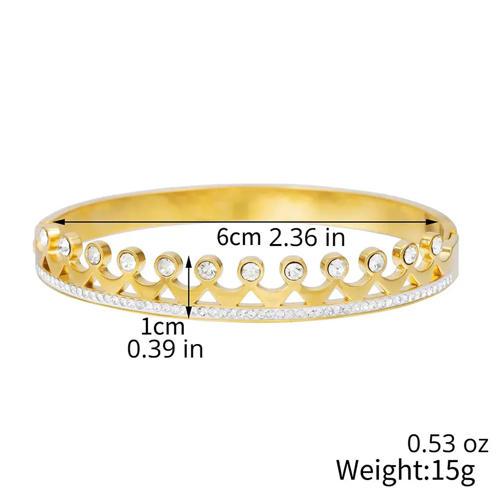 Crown Stainless Steel 18K Gold Plated Rose Gold Plated Simple Style Bangle