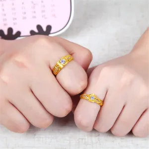 Cubic Zirconia & 18K Gold-Plated Flower Ring Set