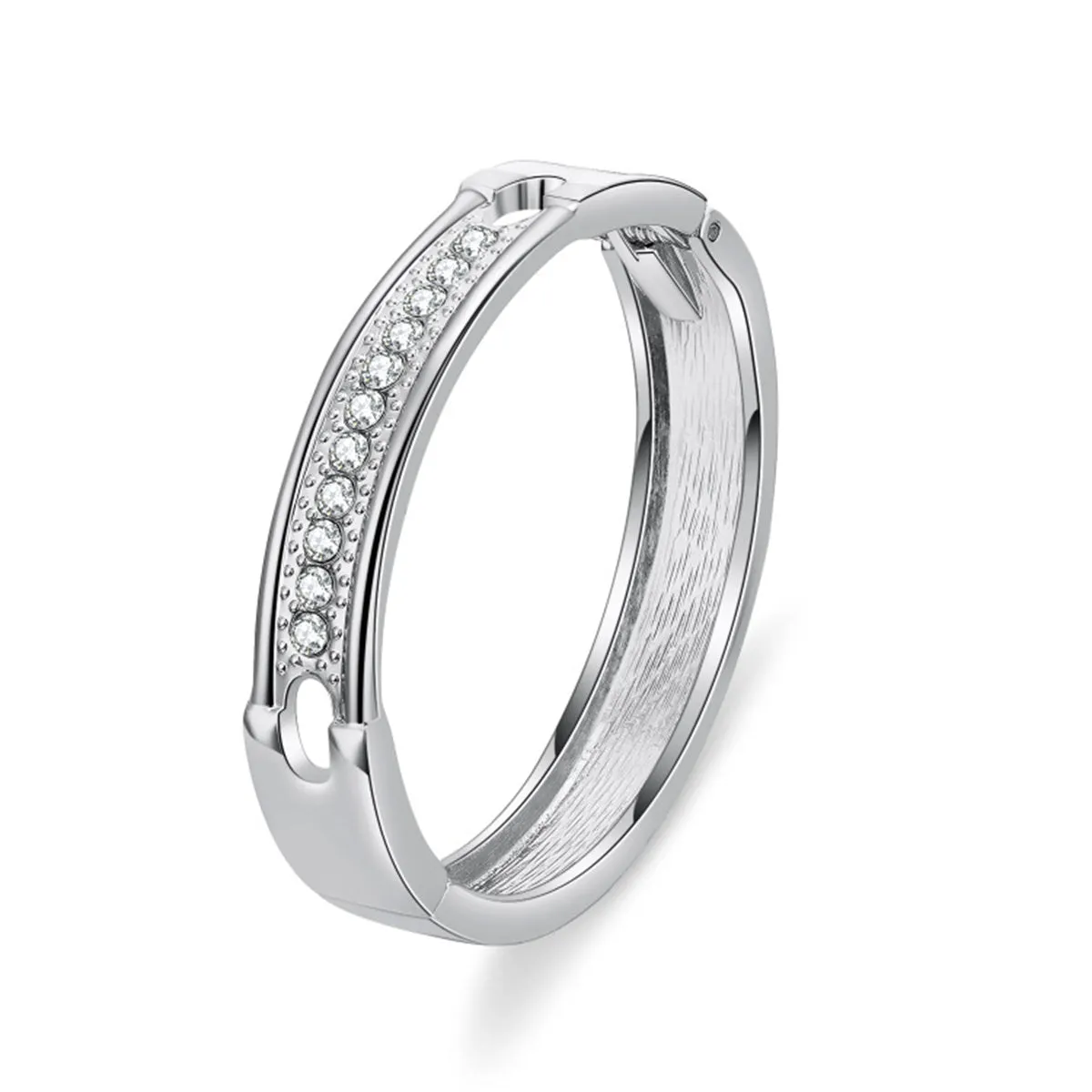 Cubic Zirconia & Silver-Plated Bangle