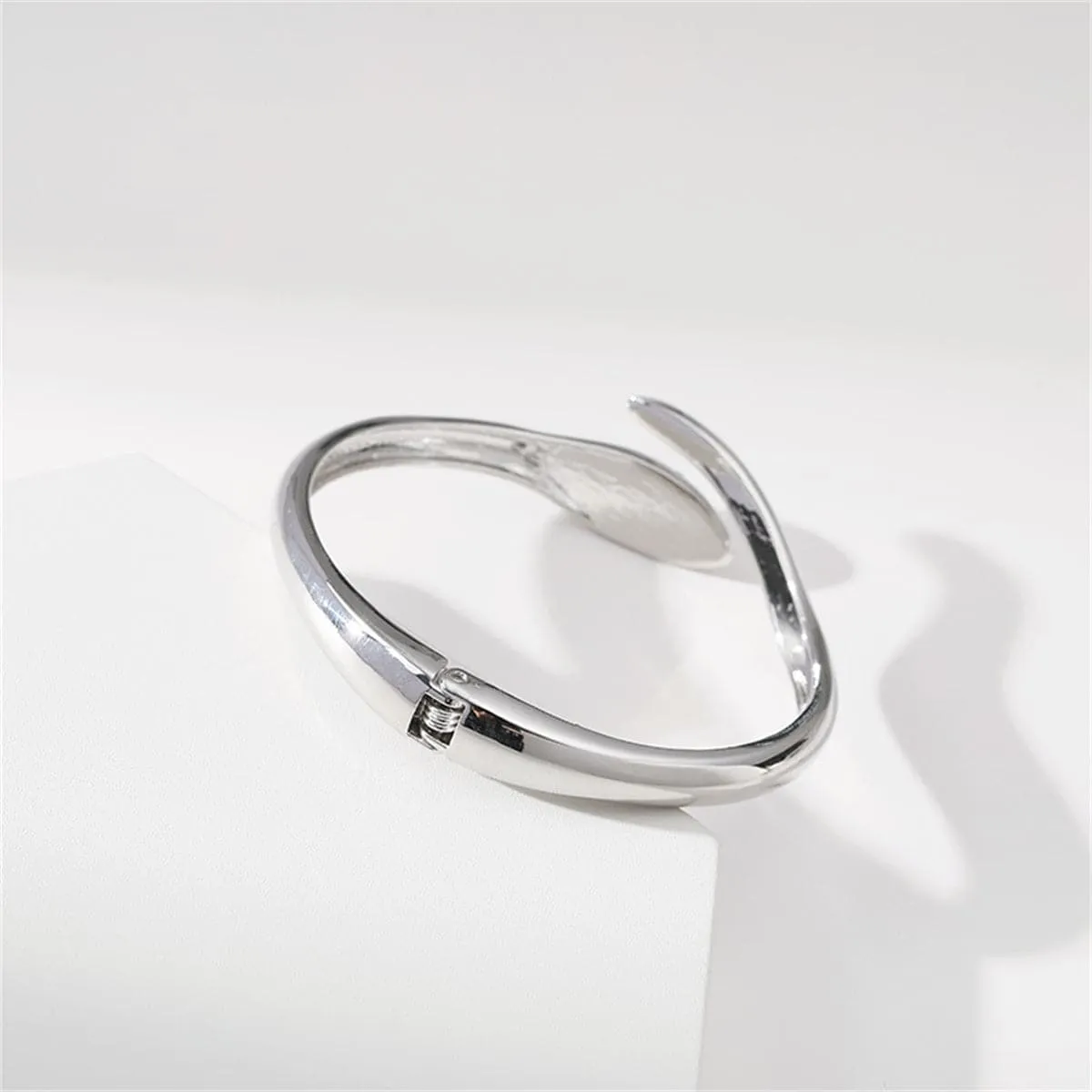 Cubic Zirconia & Silver-Plated Snake Hinge Bangle