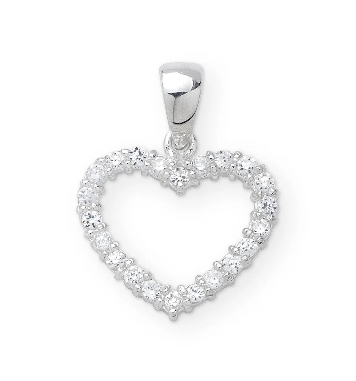 Cubic Zirconia set in Sterling Silver Heart Pendant M1273