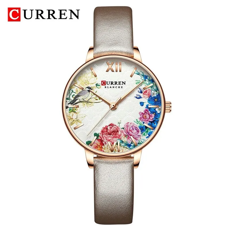 CURREN Elegant Women Watches Top Luxury Brand Quartz Lady Waterproof Wristwatch Fashion Leather Ladies Watch Gift for Wife 2022