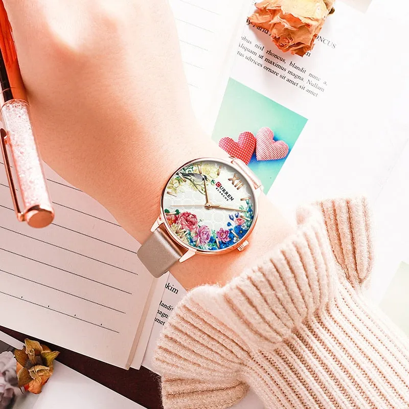 CURREN Elegant Women Watches Top Luxury Brand Quartz Lady Waterproof Wristwatch Fashion Leather Ladies Watch Gift for Wife 2022