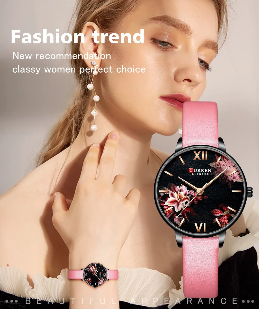 CURREN Elegant Women Watches Top Luxury Brand Quartz Lady Waterproof Wristwatch Fashion Leather Ladies Watch Gift for Wife 2022