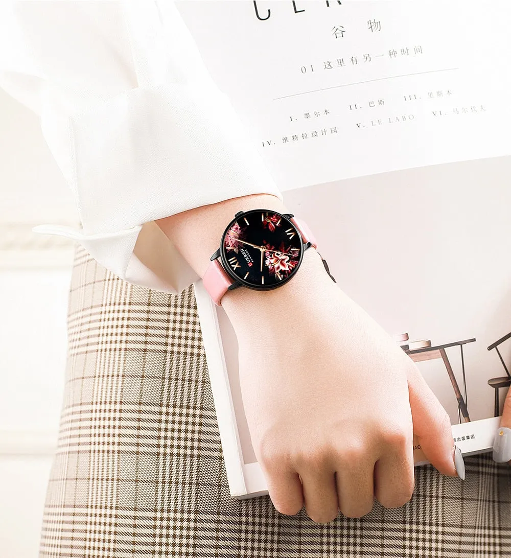 CURREN Elegant Women Watches Top Luxury Brand Quartz Lady Waterproof Wristwatch Fashion Leather Ladies Watch Gift for Wife 2022