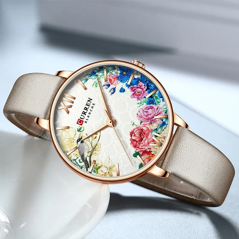 CURREN Elegant Women Watches Top Luxury Brand Quartz Lady Waterproof Wristwatch Fashion Leather Ladies Watch Gift for Wife 2022
