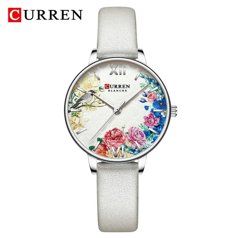 CURREN Elegant Women Watches Top Luxury Brand Quartz Lady Waterproof Wristwatch Fashion Leather Ladies Watch Gift for Wife 2022