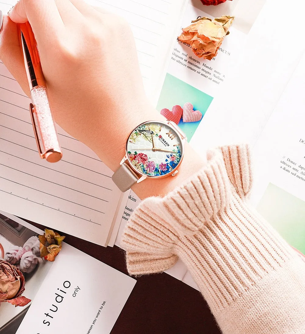 CURREN Elegant Women Watches Top Luxury Brand Quartz Lady Waterproof Wristwatch Fashion Leather Ladies Watch Gift for Wife 2022