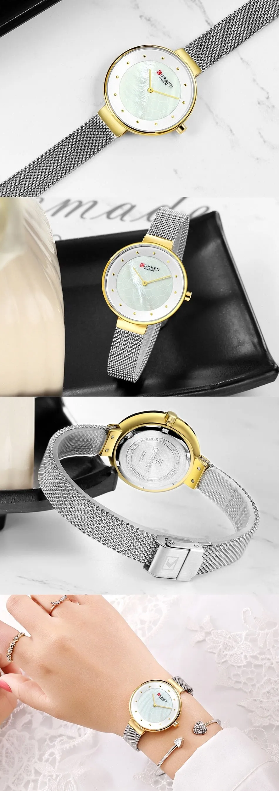CURREN Fashion Luxury Brand Women Quartz Watch Mesh Belt Thin Ladies Wrist Watch For Montre Femme 2022 Female Bracelets Watches