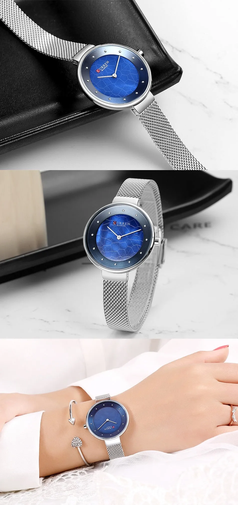 CURREN Fashion Luxury Brand Women Quartz Watch Mesh Belt Thin Ladies Wrist Watch For Montre Femme 2022 Female Bracelets Watches