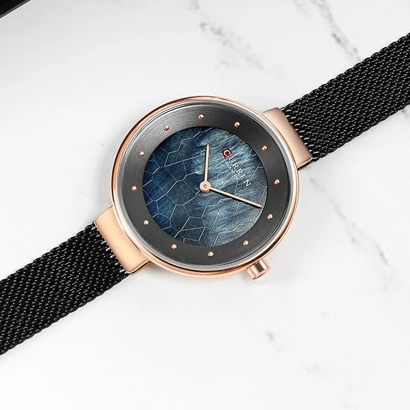 CURREN Fashion Luxury Brand Women Quartz Watch Mesh Belt Thin Ladies Wrist Watch For Montre Femme 2022 Female Bracelets Watches