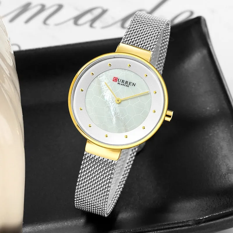 CURREN Fashion Luxury Brand Women Quartz Watch Mesh Belt Thin Ladies Wrist Watch For Montre Femme 2022 Female Bracelets Watches