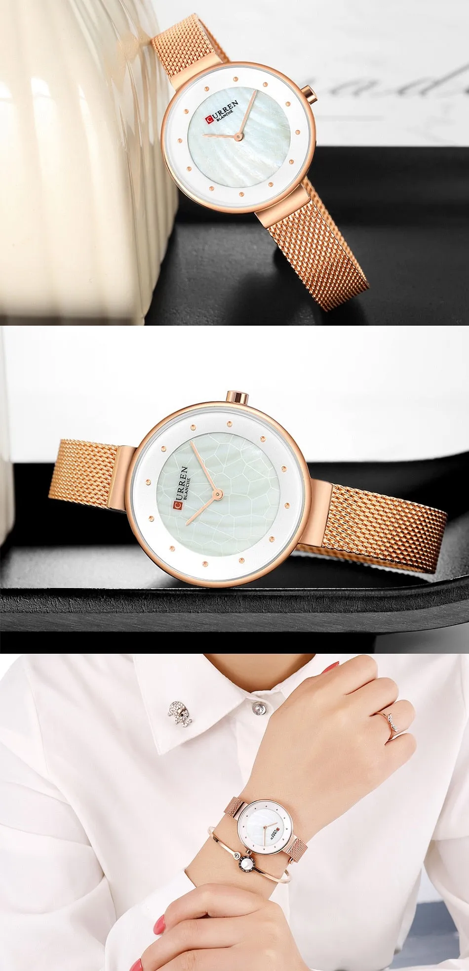 CURREN Fashion Luxury Brand Women Quartz Watch Mesh Belt Thin Ladies Wrist Watch For Montre Femme 2022 Female Bracelets Watches