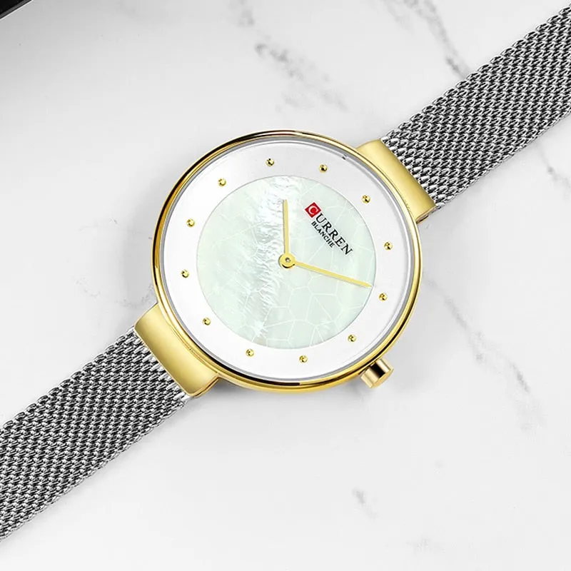 CURREN Fashion Luxury Brand Women Quartz Watch Mesh Belt Thin Ladies Wrist Watch For Montre Femme 2022 Female Bracelets Watches