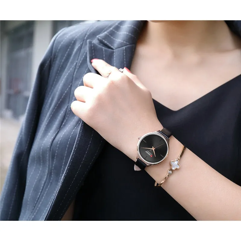 CURREN Fashion Simple Women Watches Luxury Brand Leather/Stainless Steel Quartz Watch Ladies Waterproof Clock relogio feminino