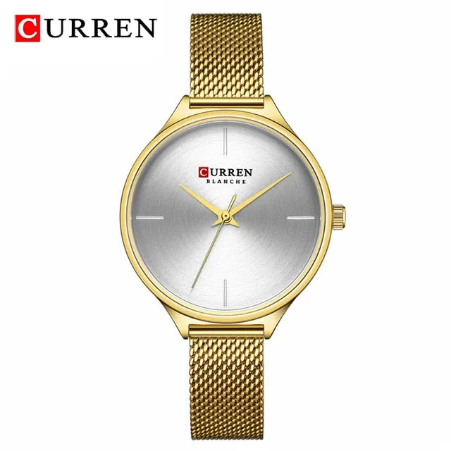 CURREN Fashion Simple Women Watches Luxury Brand Leather/Stainless Steel Quartz Watch Ladies Waterproof Clock relogio feminino