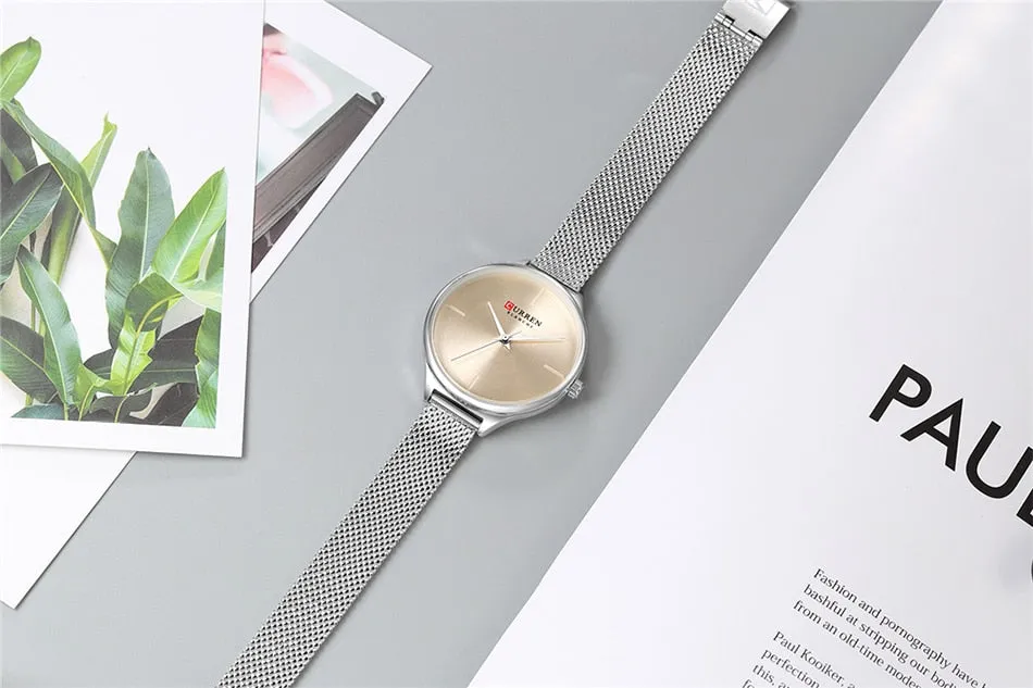 CURREN Fashion Simple Women Watches Luxury Brand Leather/Stainless Steel Quartz Watch Ladies Waterproof Clock relogio feminino