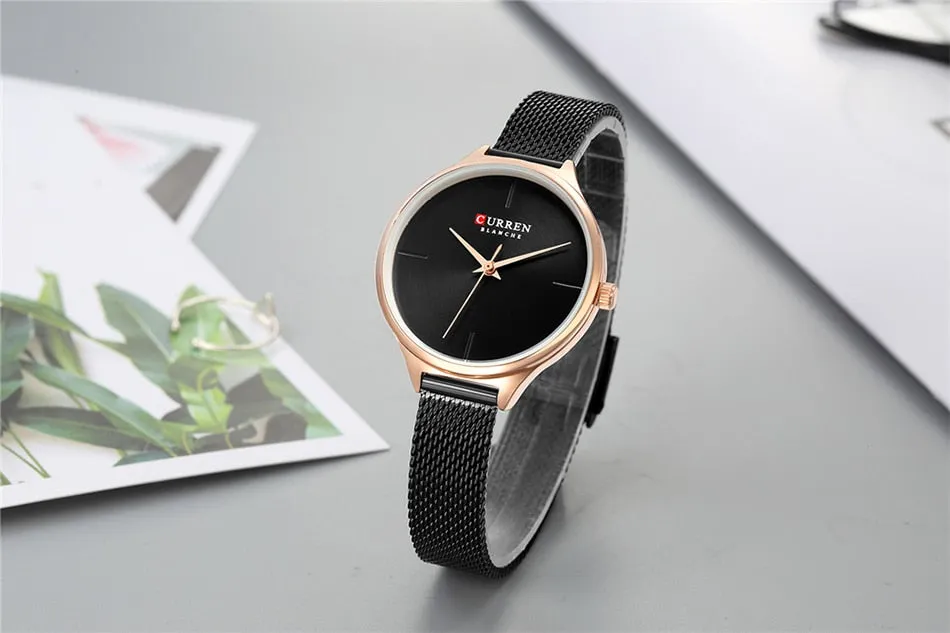 CURREN Fashion Simple Women Watches Luxury Brand Leather/Stainless Steel Quartz Watch Ladies Waterproof Clock relogio feminino