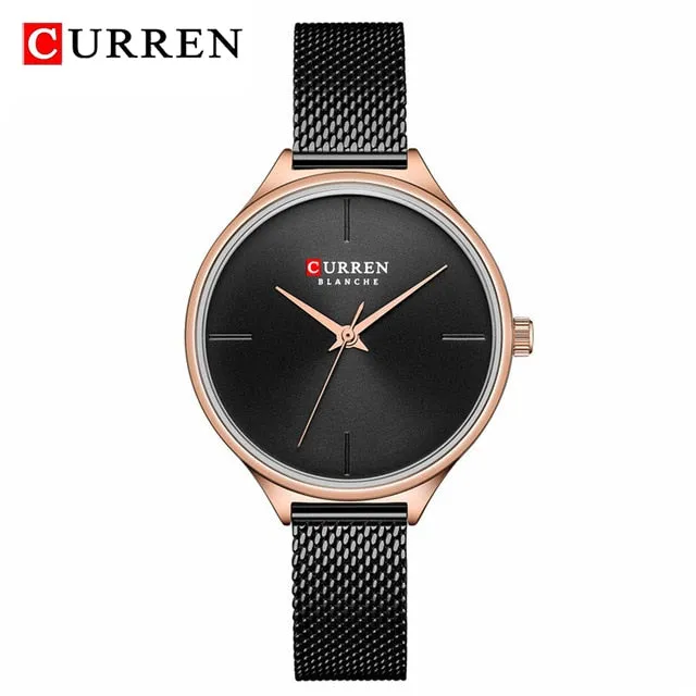 CURREN Fashion Simple Women Watches Luxury Brand Leather/Stainless Steel Quartz Watch Ladies Waterproof Clock relogio feminino