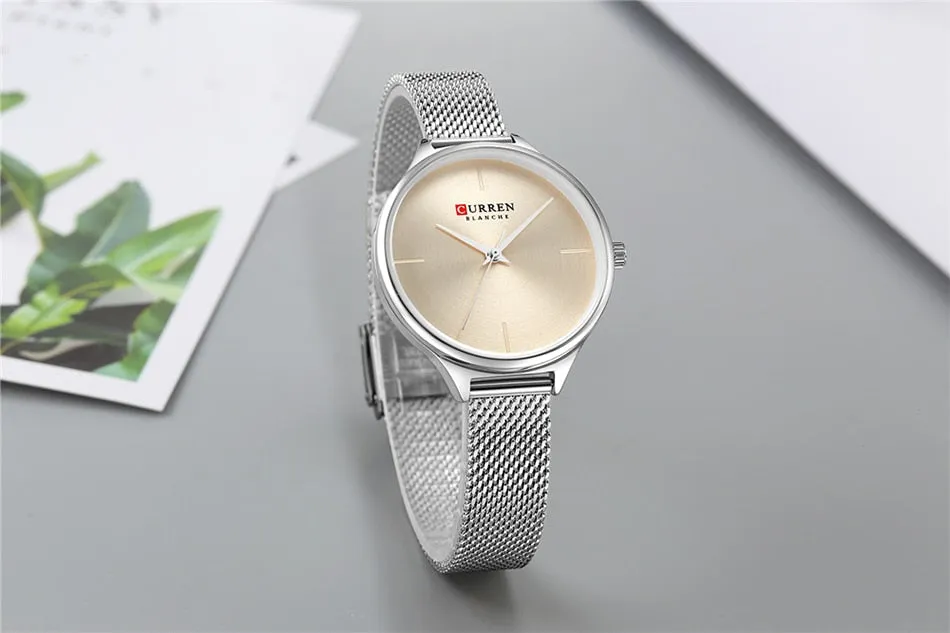 CURREN Fashion Simple Women Watches Luxury Brand Leather/Stainless Steel Quartz Watch Ladies Waterproof Clock relogio feminino