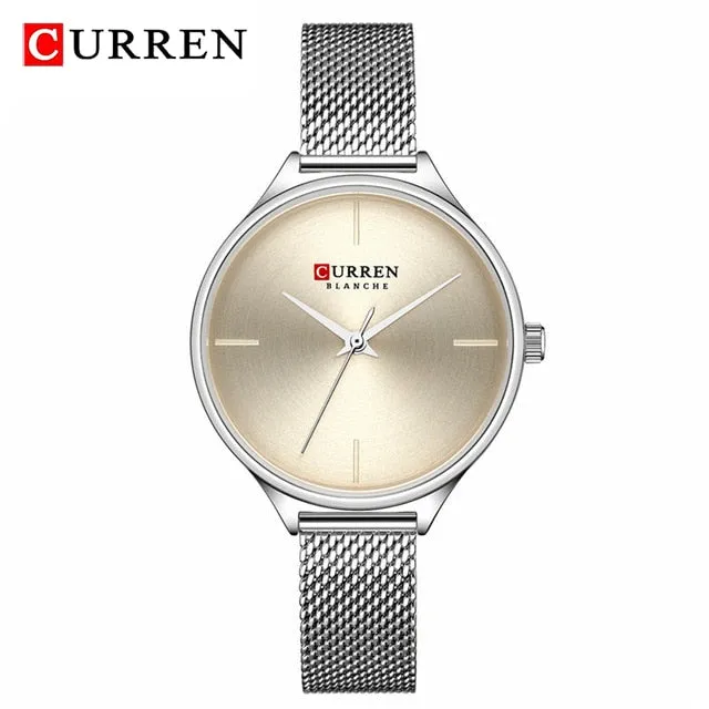 CURREN Fashion Simple Women Watches Luxury Brand Leather/Stainless Steel Quartz Watch Ladies Waterproof Clock relogio feminino