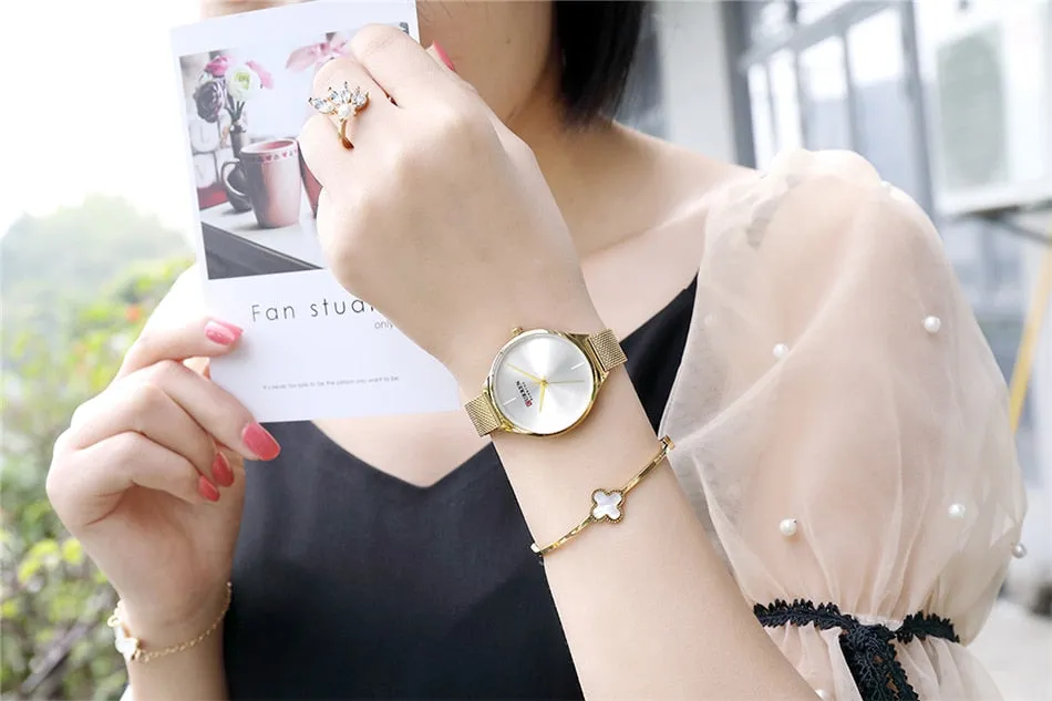 CURREN Fashion Simple Women Watches Luxury Brand Leather/Stainless Steel Quartz Watch Ladies Waterproof Clock relogio feminino