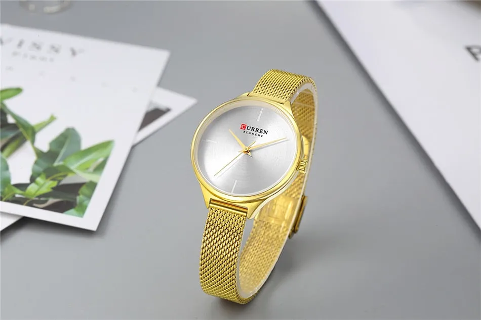 CURREN Fashion Simple Women Watches Luxury Brand Leather/Stainless Steel Quartz Watch Ladies Waterproof Clock relogio feminino