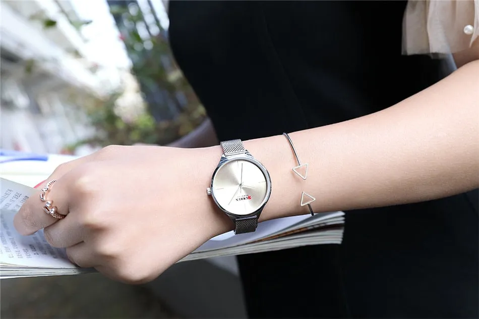 CURREN Fashion Simple Women Watches Luxury Brand Leather/Stainless Steel Quartz Watch Ladies Waterproof Clock relogio feminino