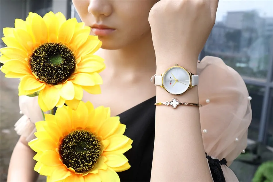 CURREN Fashion Simple Women Watches Luxury Brand Leather/Stainless Steel Quartz Watch Ladies Waterproof Clock relogio feminino