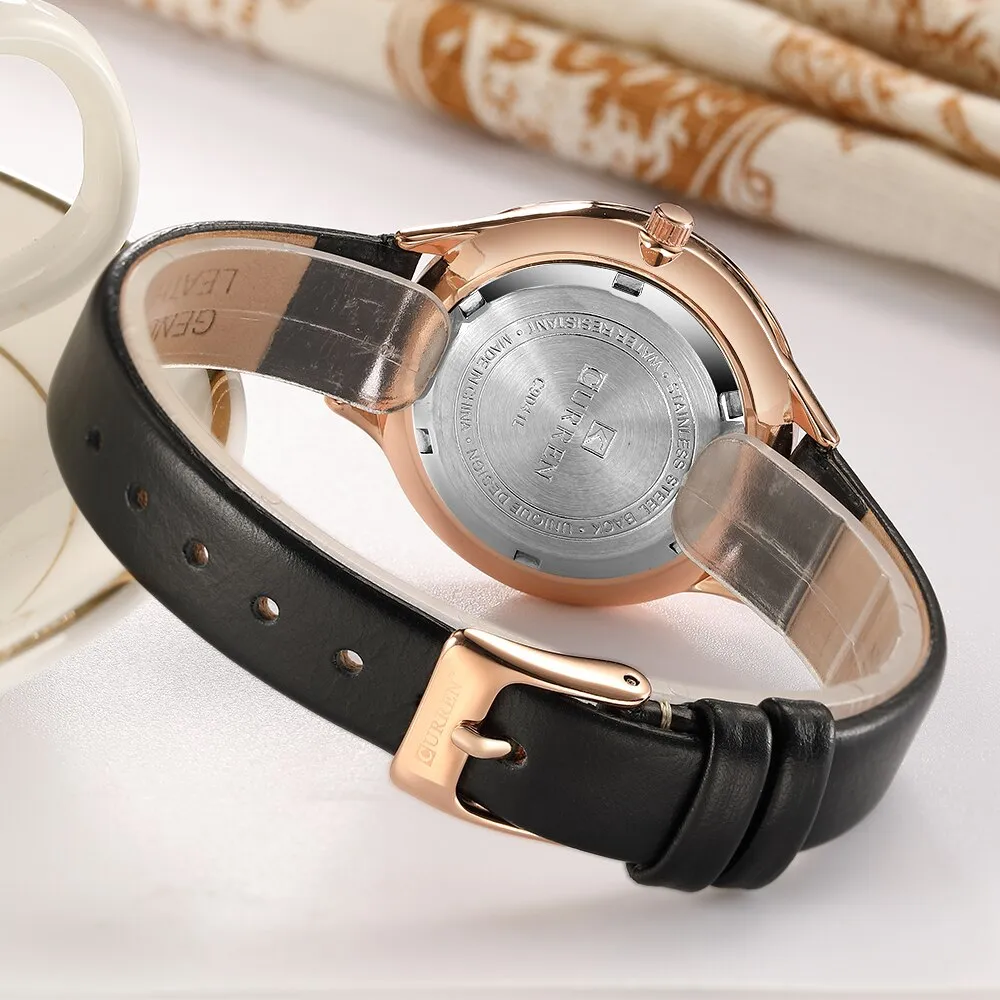 CURREN Women Watches Luxury Brand Fashion Leather Quartz Ladies Rhinestone Watch Dress Waterproof Female Clock relogio feminino