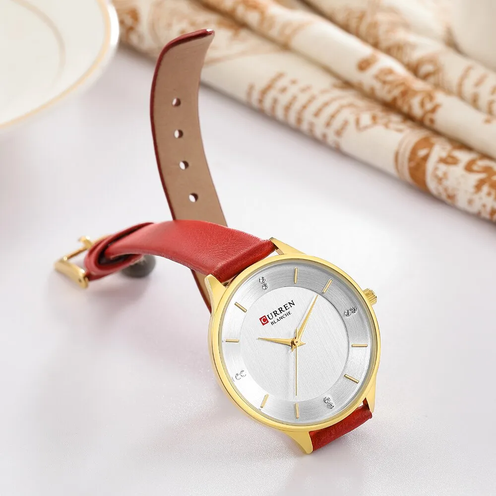 CURREN Women Watches Luxury Brand Fashion Leather Quartz Ladies Rhinestone Watch Dress Waterproof Female Clock relogio feminino