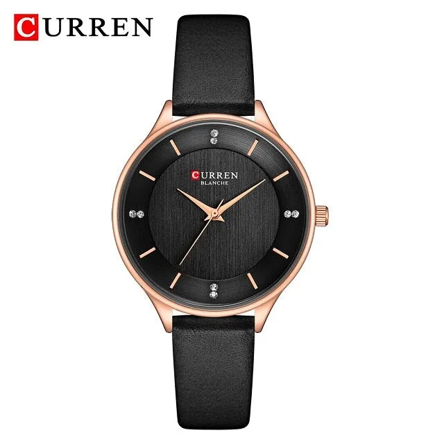 CURREN Women Watches Luxury Brand Fashion Leather Quartz Ladies Rhinestone Watch Dress Waterproof Female Clock relogio feminino