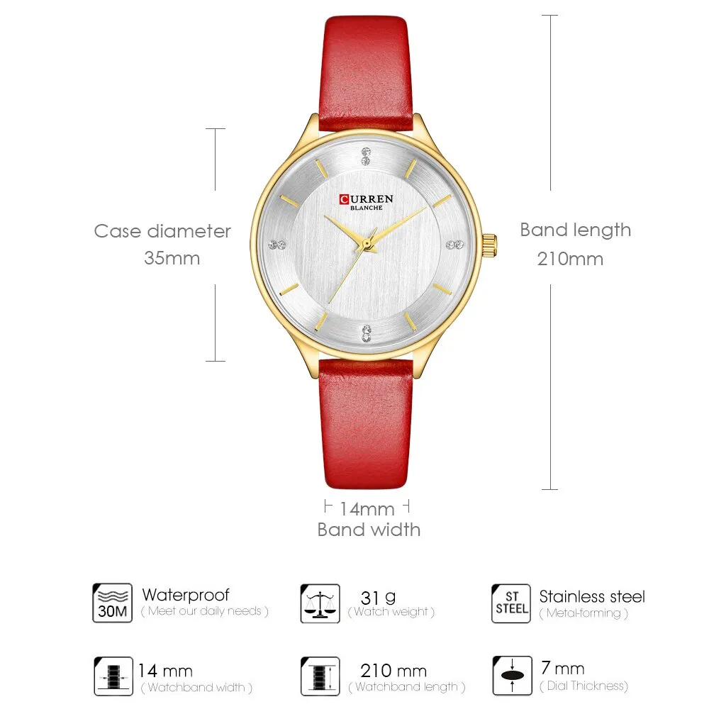 CURREN Women Watches Luxury Brand Fashion Leather Quartz Ladies Rhinestone Watch Dress Waterproof Female Clock relogio feminino