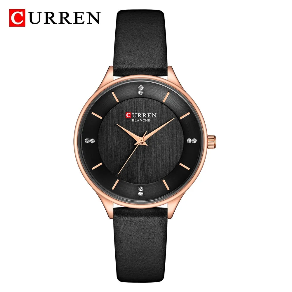 CURREN Women Watches Luxury Brand Fashion Leather Quartz Ladies Rhinestone Watch Dress Waterproof Female Clock relogio feminino