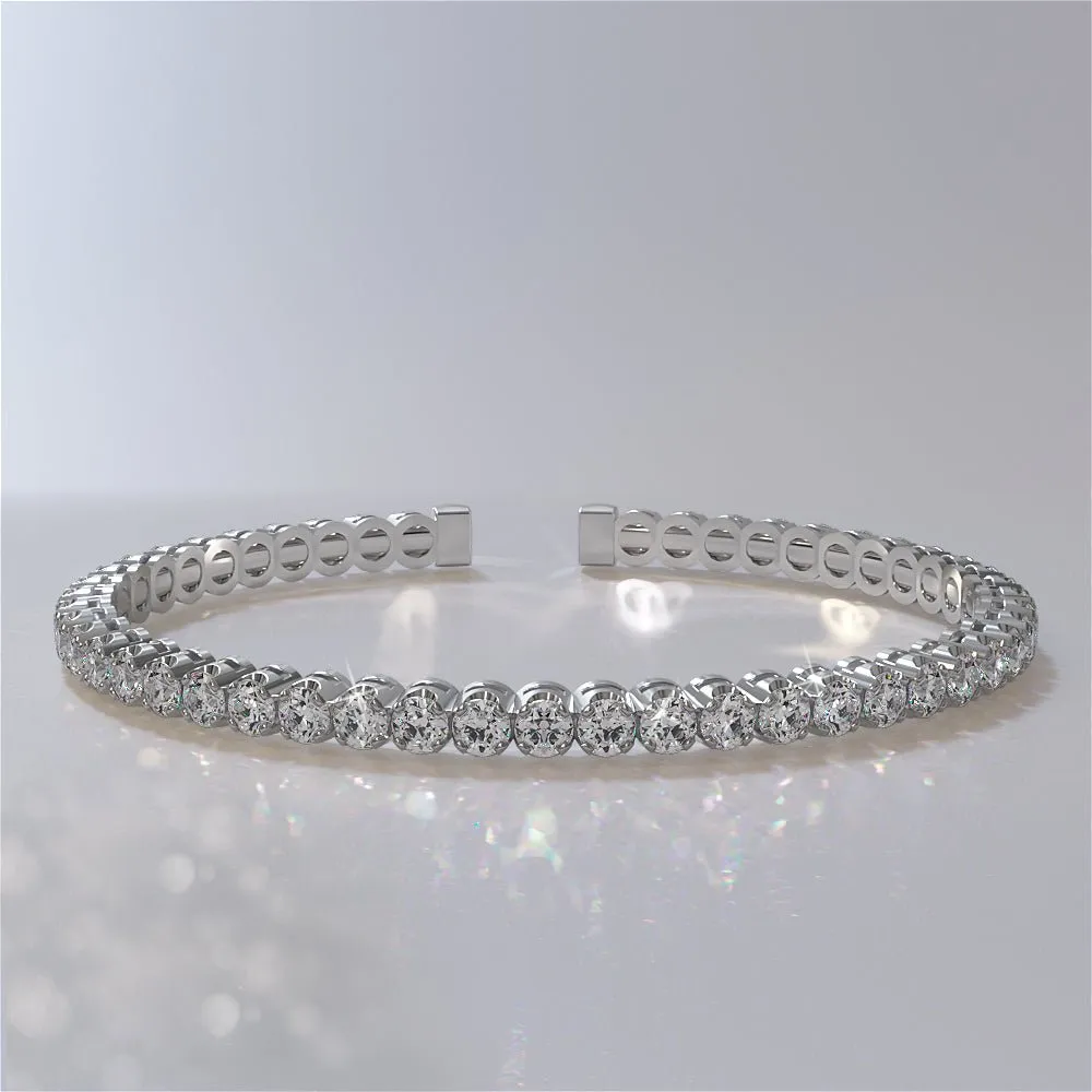 Curved Prong Flexible Diamond Bangle Lab-Grown Diamond Bracelet with 2.48 ct.(finished) 2.5mm