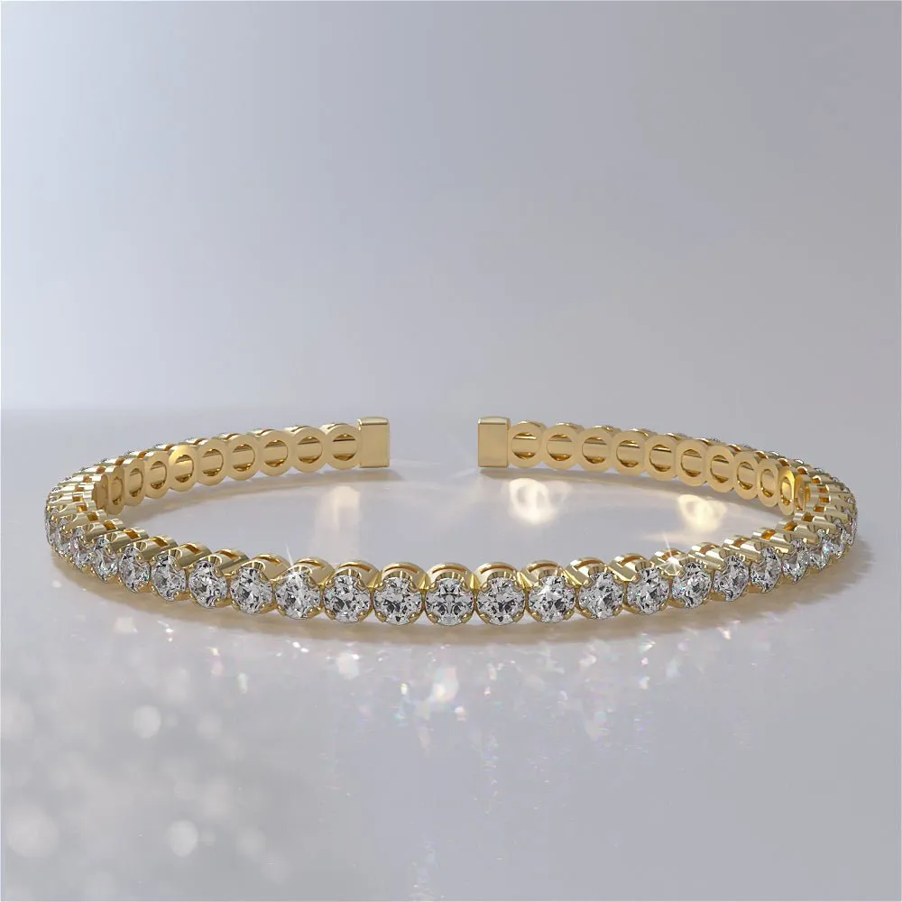 Curved Prong Flexible Diamond Bangle Lab-Grown Diamond Bracelet with 2.48 ct.(finished) 2.5mm