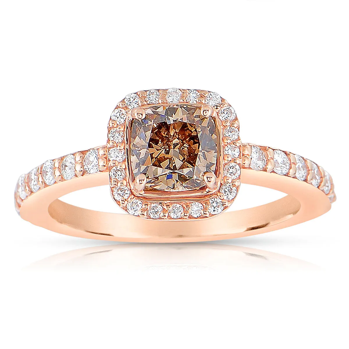 Cushion Brown Diamond Ring in Rose Gold