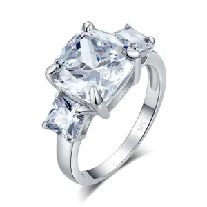 Cushion Cut 4 Carat Three-Stone Created Diamond Ring