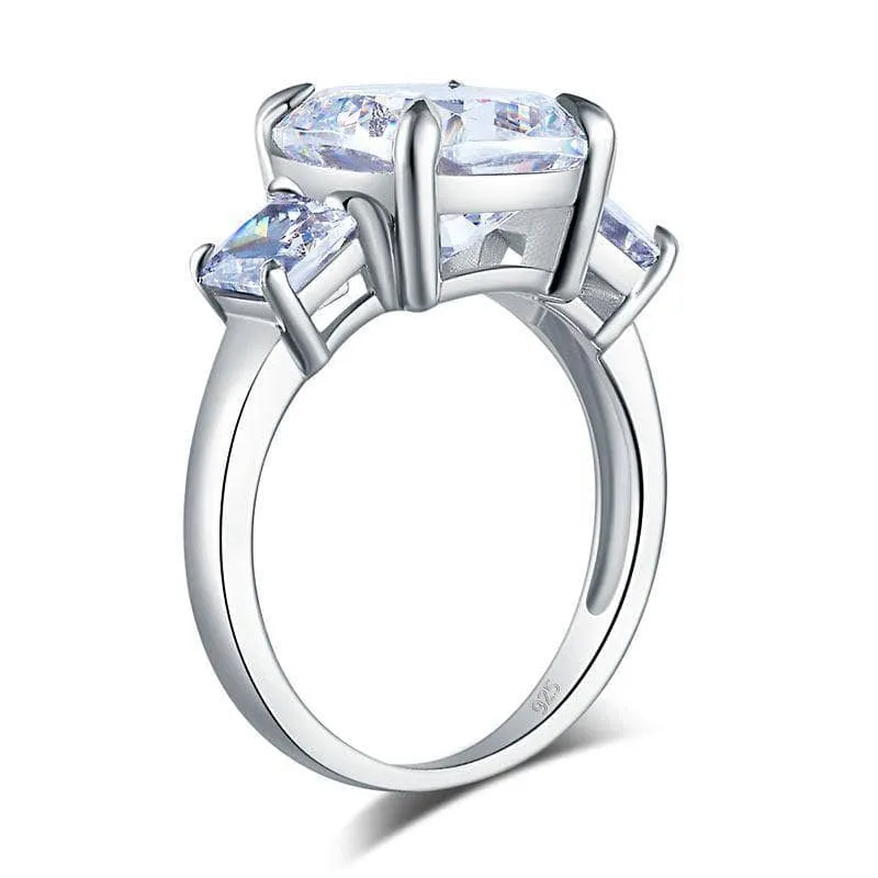 Cushion Cut 4 Carat Three-Stone Created Diamond Ring