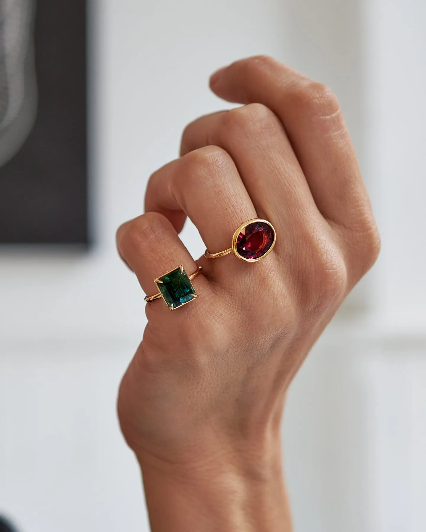 Cushion Cut Green Tourmaline Ring